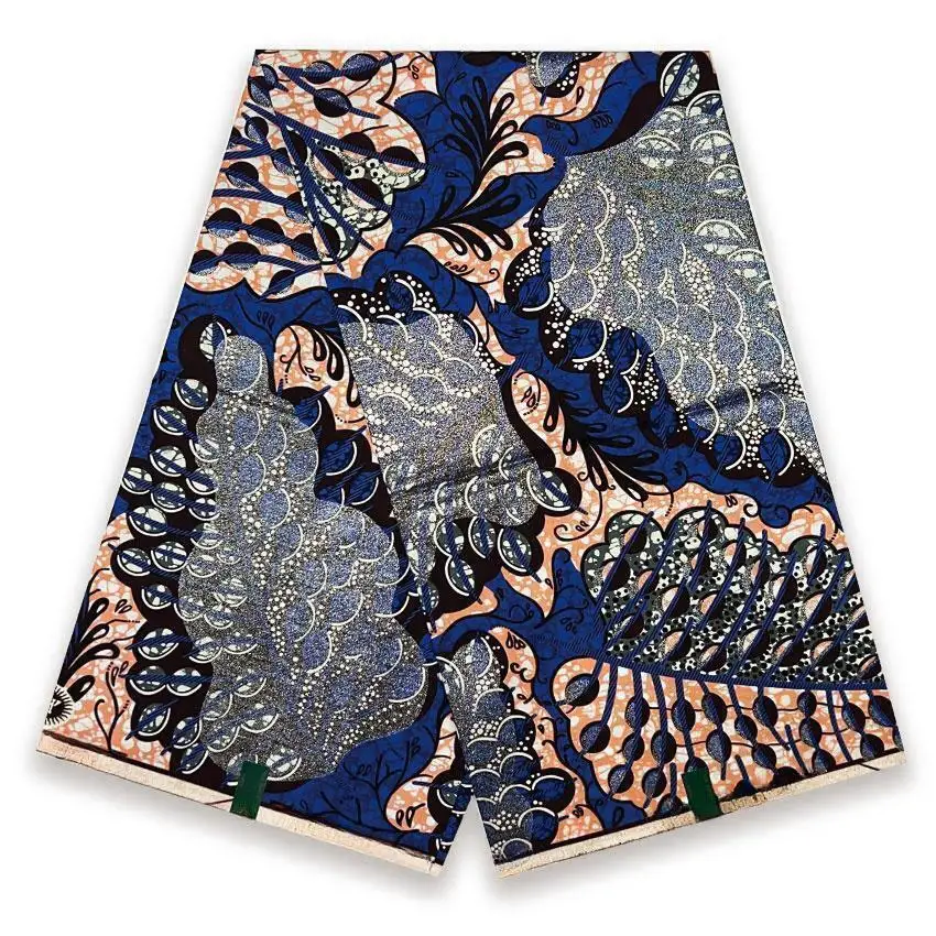 2024 африканская ткань Grand Glam с блестками Supe-V золотистая восковая мягкая Анкара