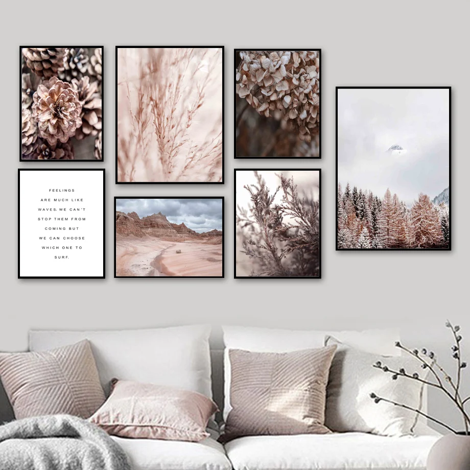 

Gobi Landscape Reed Hydrangea Pine Forest Wall Art Canvas Painting Nordic Posters And Prints Wall Pictures For Living Room Decor
