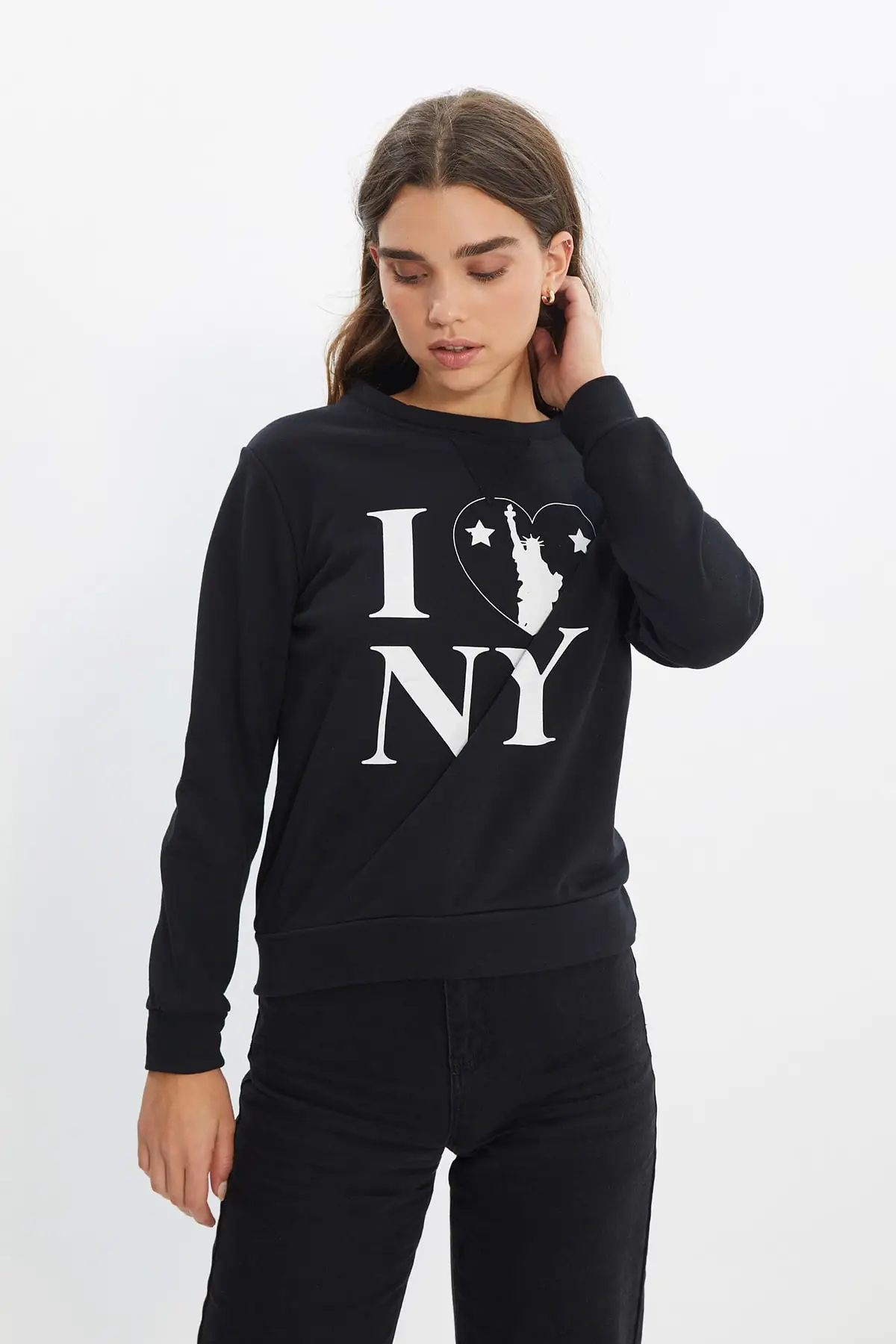 

Women's Sweatshirt Black Basic Printed Knitted Slim Hoodies Fashion All Season New Designer Pullovers Fleece Hoodies