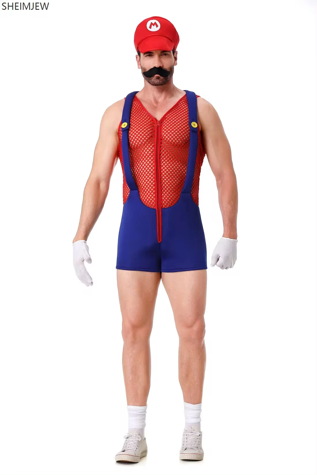 Мужские забавные комбинезоны для косплея сантехника Brother со шляпой на Хэллоуин