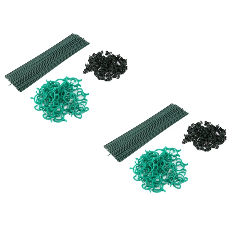 

300Pcs Plant Supports Set With 150 Plant Support Sticks Stakes 150 Plant Support Clips And 150 Orchid Clips