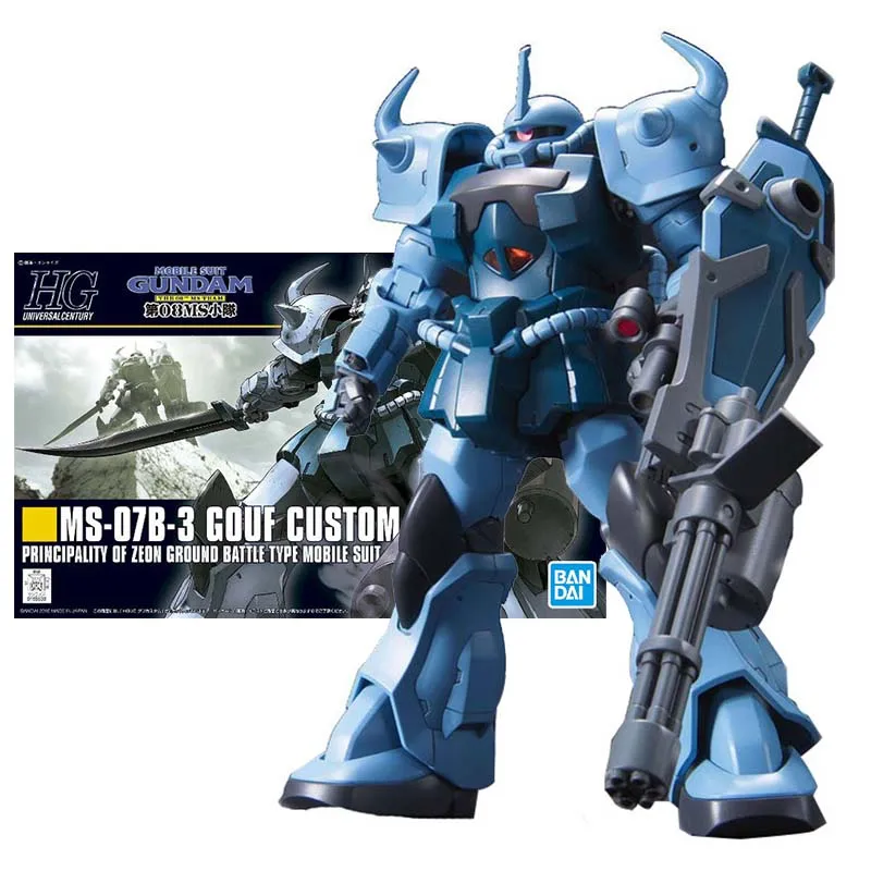 Bandai Figure Gundam Model Kit Anime Figures HGUC MS-07B-3 Gouf Custom Mobile Suit Gunpla Action Figure Toys For Boys Gifts