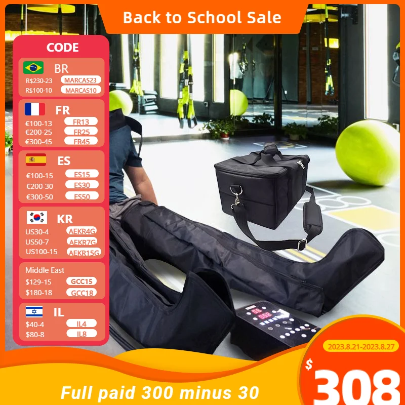 Pressotherapy Apparatus Recovery Air Compression Full Package Boot Arm Waist Pump Duffel Sequential Compression Massager System