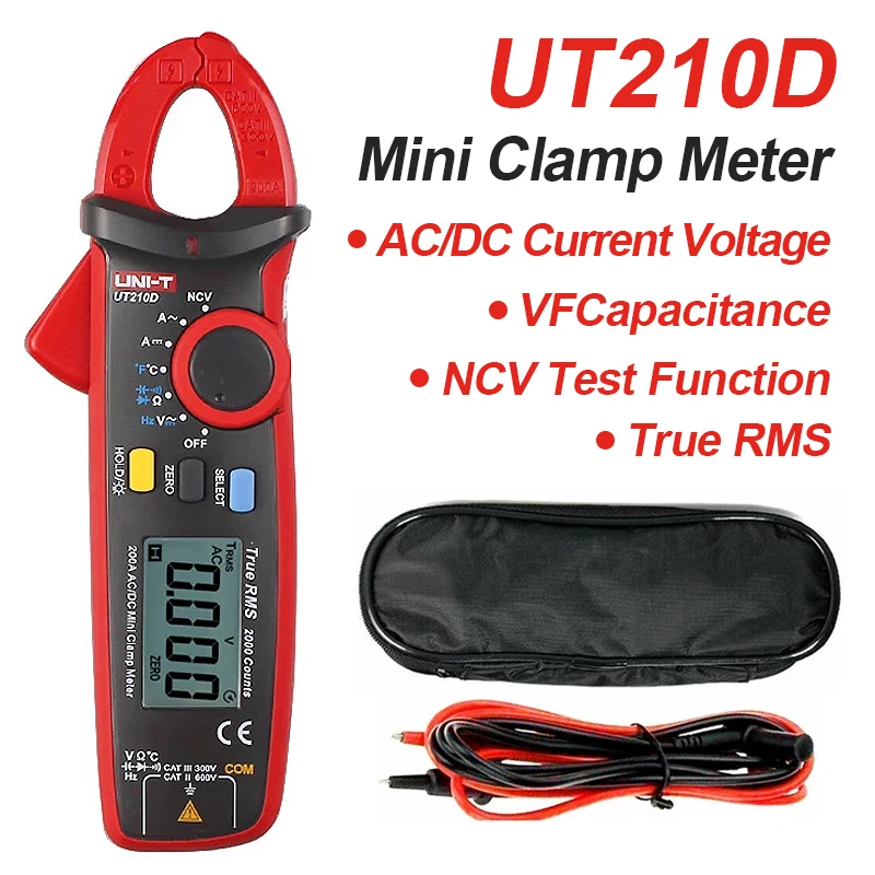 UNI-T Digital Clmp Multimeter UT210D AC DC Voltage Current Meter True RMS NCV VFC Auto Range Ammeter Electrical Frequency Tester