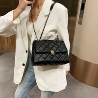 ladies casual small black pu leather handbag 2020 chain shoulder handbag women brand trend crossbody bag