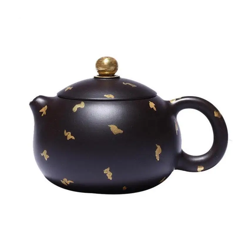 

140ml Yixing Purple Clay Teapots Famous Artists Handmade Xishi Tea Pot Raw Ore Black Mud Kettle Chinese Zisha Tea Set Teaware