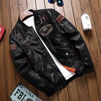 korean style camouflage pu embroidered leather jacket youth trend spring and autumn leather jacket japanese streetwear men