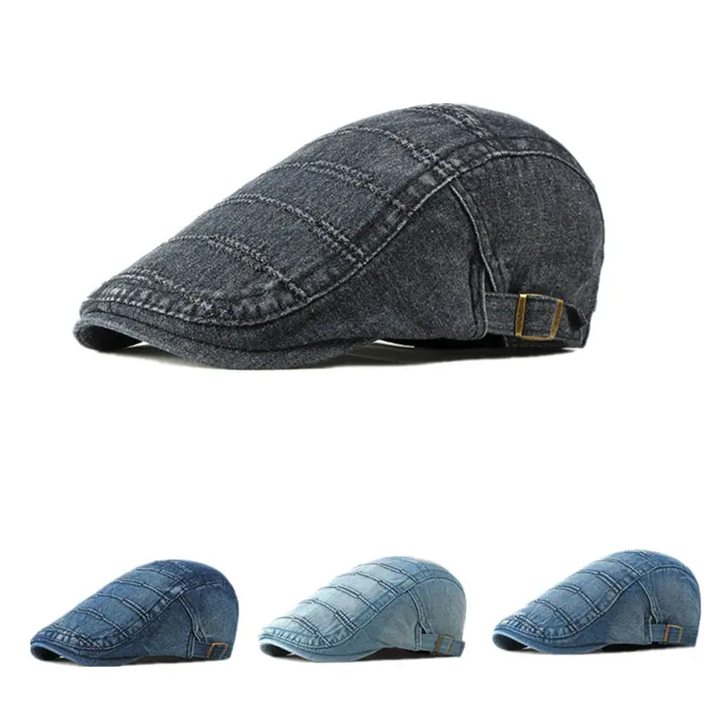 

Кепка газетчика 2021, мужская, хлопковая, Потертая джинсовая кепка с плоским верхом, женские, мужские головные уборы, 31