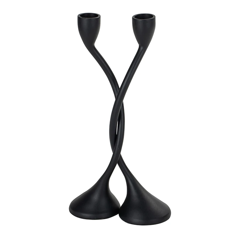 Black Metal Candle Holder Tall Candlestick Candlelight Dinner Candle Stand for Home Living Room Wedding Party Table Decoration