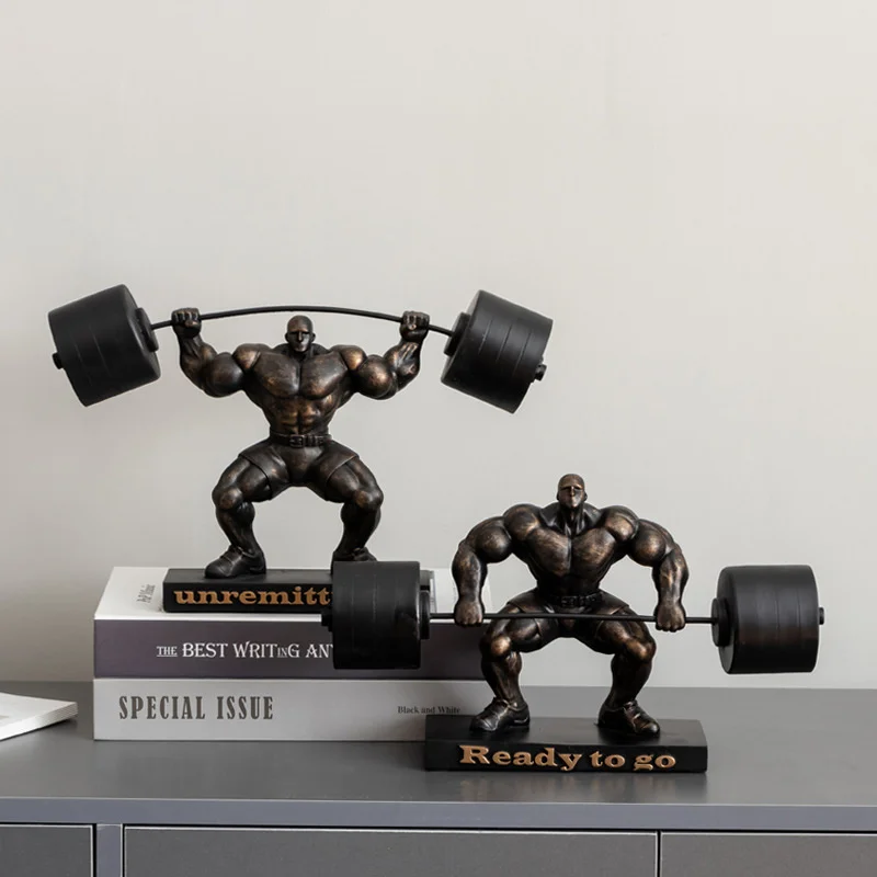 

Hercules Creative Weightlifting Abstract Resin Character Sculpture Ornament Office Desktop Decor Home Decoration Sports Statue