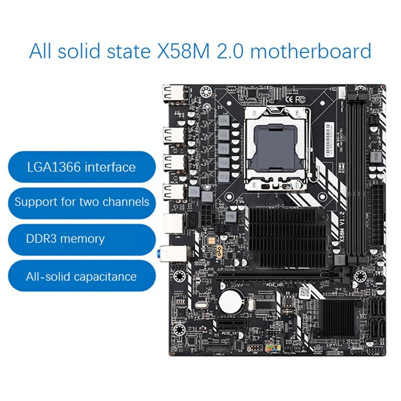 Материнская плата для компьютера X58M 2.0 с разъемом 1366-Pin, поддержка процессоров Xeon CPU X5650 5670, поддержка памяти DDR3 ECC, игровой комплект.