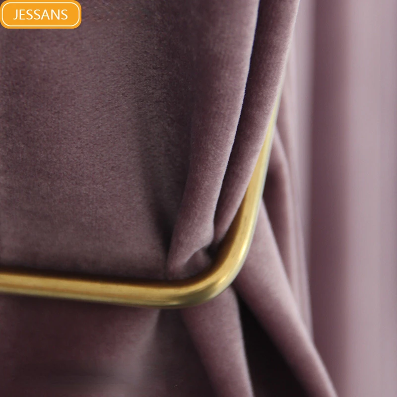 

Smoke purple cherry Curtains for Living room bedroom court fabric French velvet thicken blackout custom wedding room simple rhj