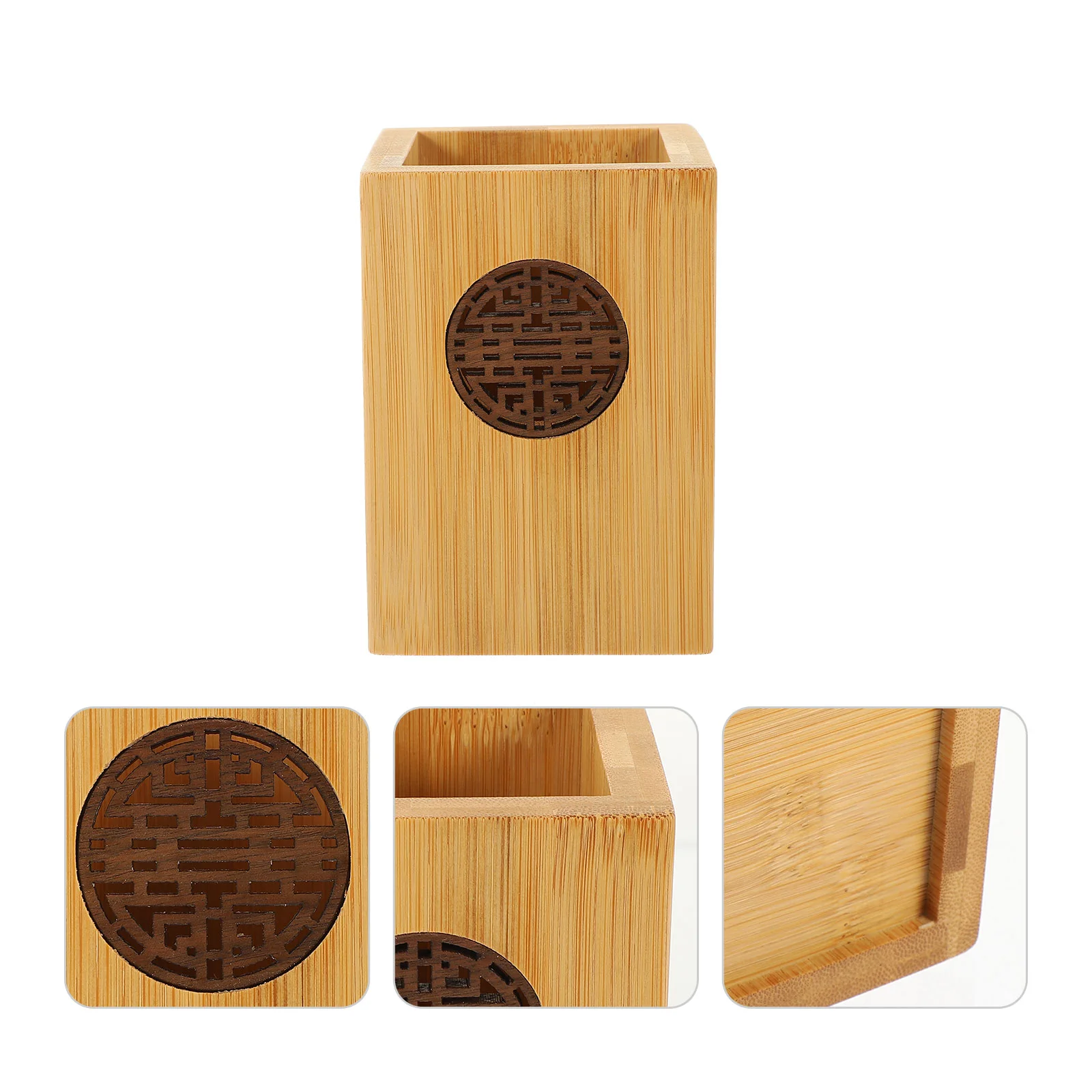 

Desktop Pen Holder Decorative Bamboo Pen Holder Multi-function Pen Organizer Office Supply