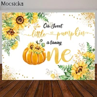sweet girl 1st birthday party backdrop fall golden pumpkin sunflower photography background cake table decorations banner props