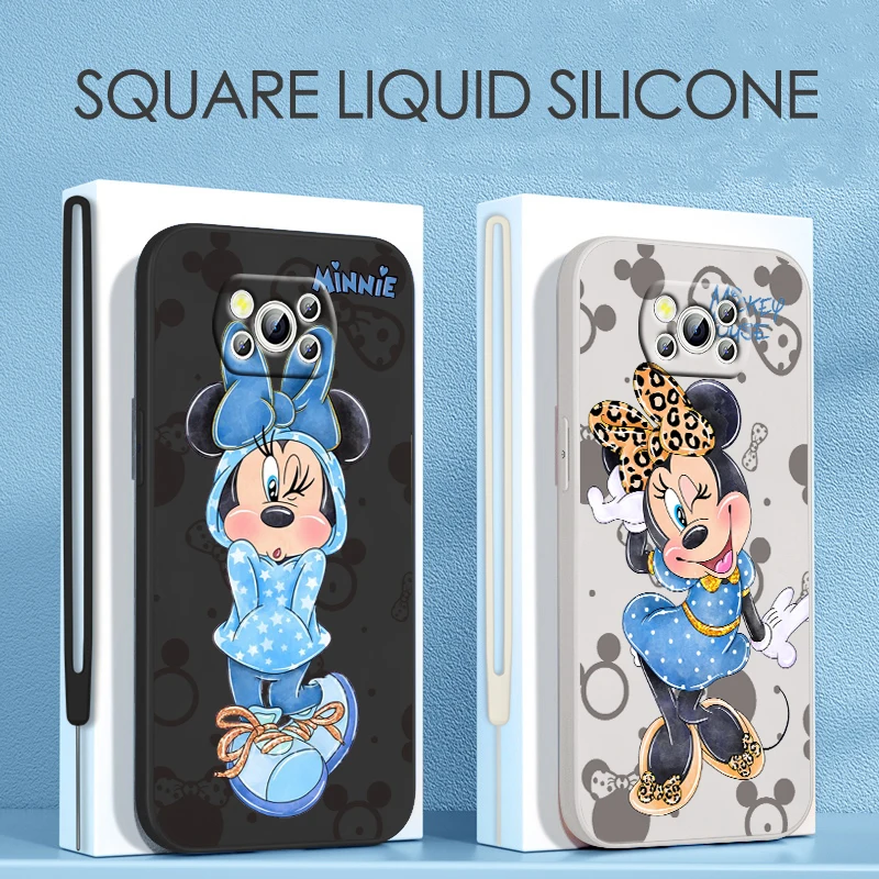 

Disney Mickey Minnie Cute For Xiaomi POCO C50 C40 X4 M5S F4 M4 X3 F3 M3 C3 Pro GT NFC 4G 5G Liquid Rope Silicone Phone Case