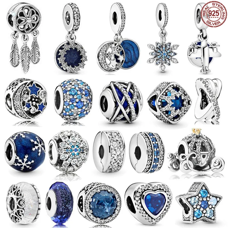 

Genuine 925 Sterling Silver Charm Airplane Snowflake Heart Charms Beads fit Original Pandora Bracelet Making DIY Jewelry Gifts
