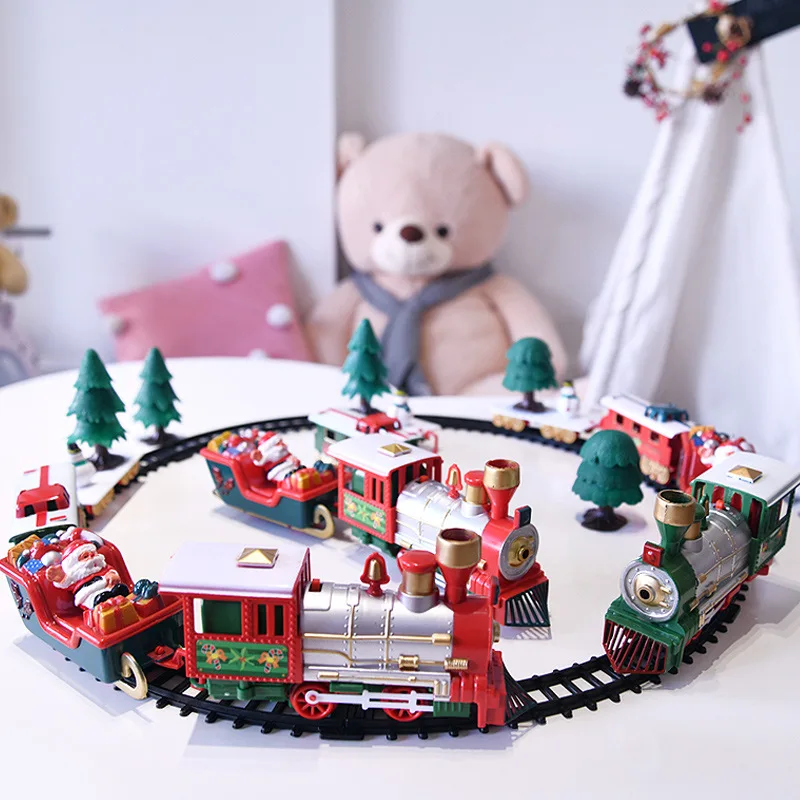 

Детский набор электропоездов «сделай сам», игрушка со светильник ЛЫМ звуком, железной дорогой, развивающие игрушки, украшение для рождественской вечеринки, Трековый поезд, игрушка в подарок