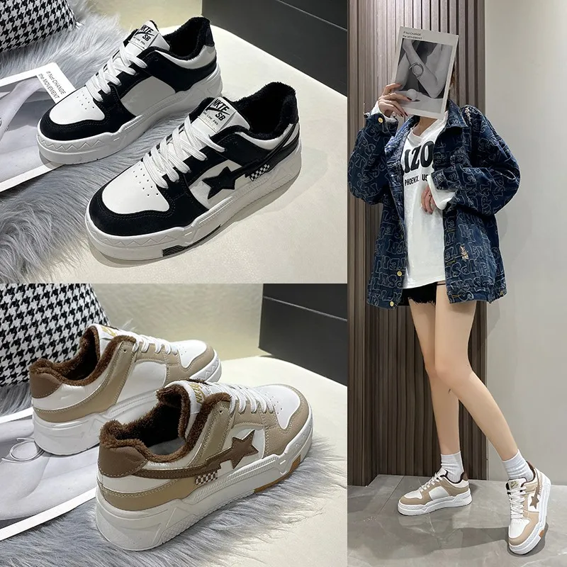 

Кроссовки женские из искусственной кожи, утепленные светильник легкие, Повседневная Уличная обувь, на шнуровке, плоская подошва, дышащие, ...