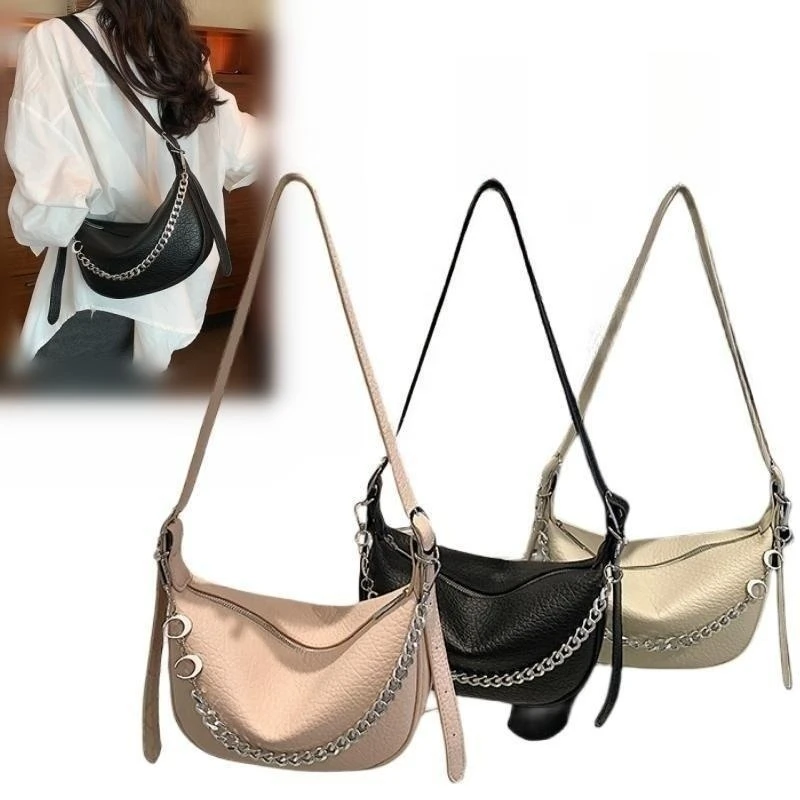 New Chain Totes for Women,Retro Large Capacity Shoulder Bag,Versatile PU Messenger Hobo Bag,Portable for Shopping,Traveling