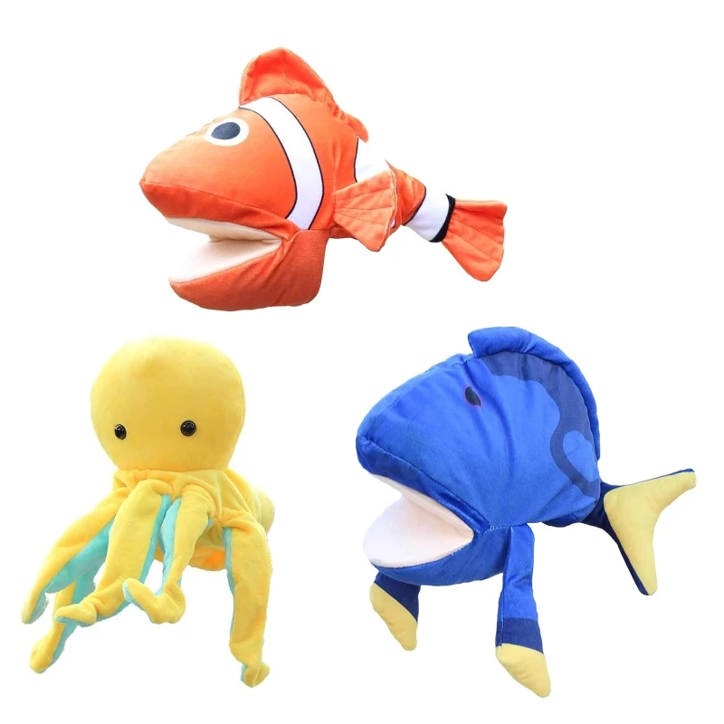 

Cartoon Hand Puppet Fish Doll Fidget Puppet Plush Finger Puppet Doll for Kindergarten Toddler Parents Storytelling Props