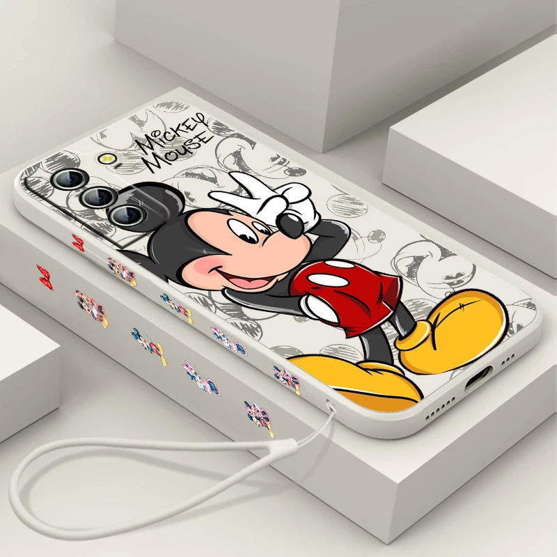 

Mickey Minnie Cute Phone Case For Samsung Galaxy S23 S22 S21 S20 S10 S9 Ultra Plus Pro FE Liquid Left Rope Phone Case Coque Capa