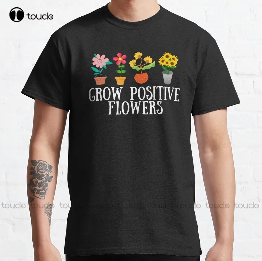 

Классическая футболка с позитивными цветами для выращивания, Забавные Рубашки для женщин, креативная забавная рубашка, футболка с цифровой...