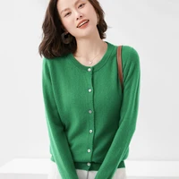2022 cashmere cardigans womens o neck single breasted lady knitwear tops solid femme cardigan