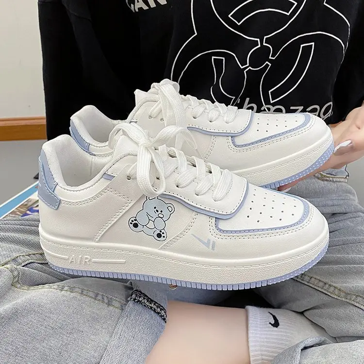 

2022 New Korean Style Cartoon White Shoes for Students Ins Online Celebrity Skateboard Shoes Street Shot Sports women's shoes