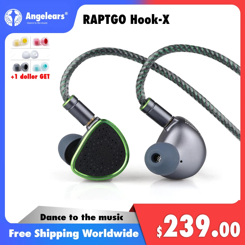 RAPTGO HOOK-X 14 2 мм открытый плоский привод + PZT HiFi наушники-вкладыши со съемным кабелем