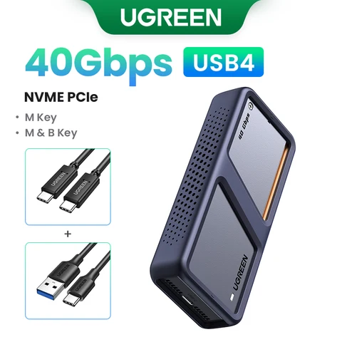 UGREEN 40 Гбит/с NVMe SSD чехол SSD корпус M.2 к USB4.0 адаптер для M.2 NVME PCIE встроенный охлаждающий жилет Алюминиевый Чехол