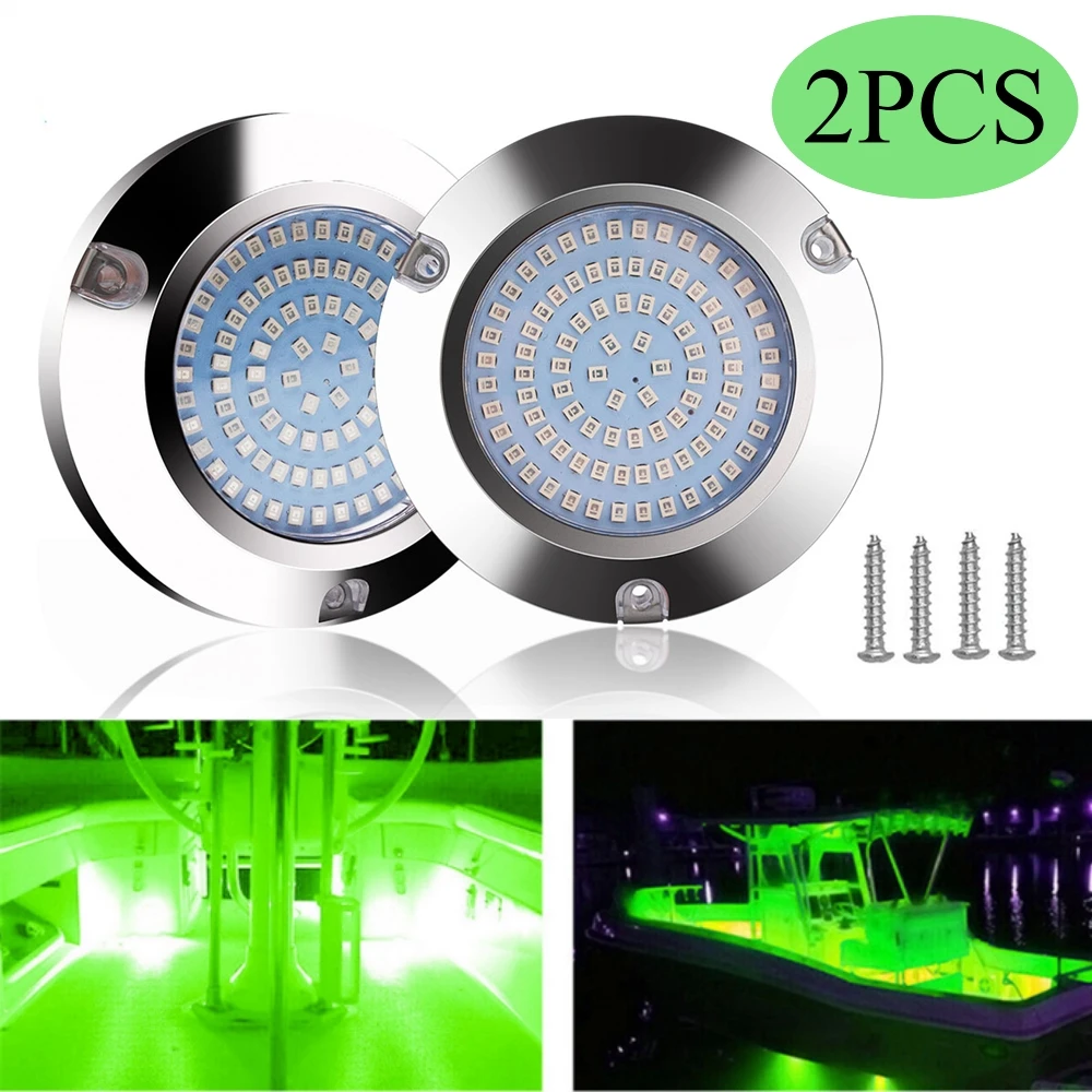 2PCS Зеленый 90LED - светильник 12v 24v Подводный светодиодный навигационный