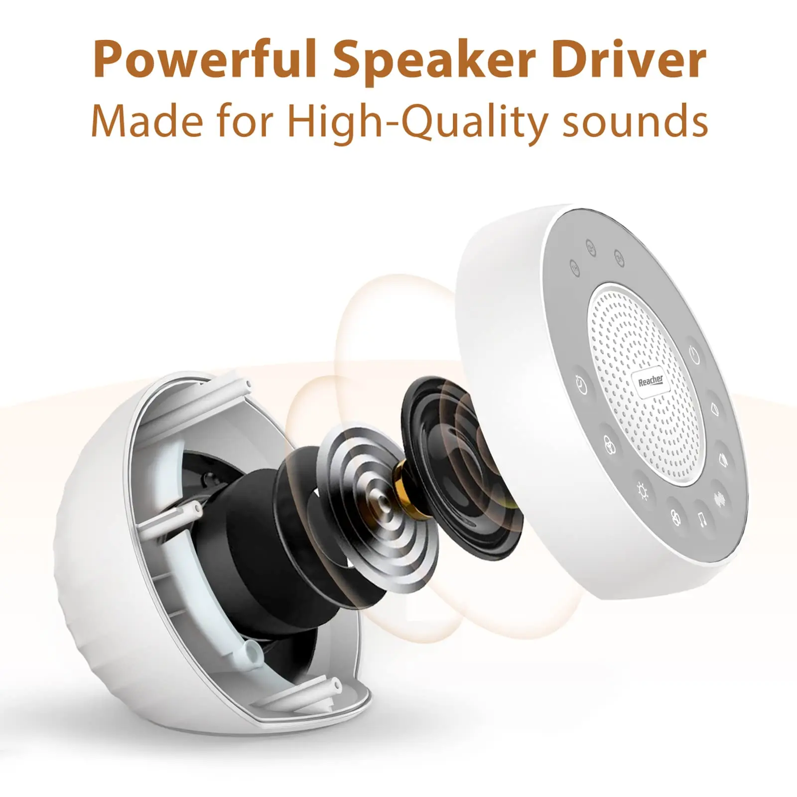 Детский звуковой автомат с белым шумом Reacher R2 и 31 натуральными успокаивающими