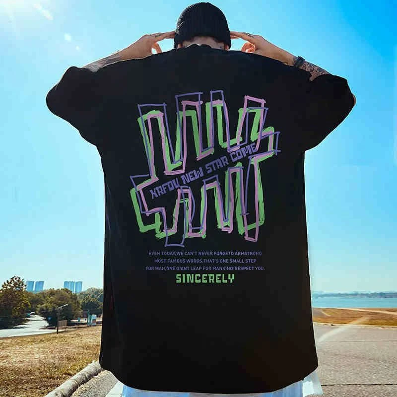 

Oversize T-shirts Men Women High Quality Black White Print Top Tee