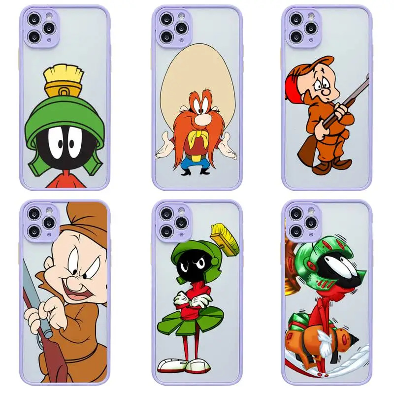 

Marvin the Martian Elmer Fudd Phone Case For iphone 13 12 11 Pro Max Mini XS 8 7 Plus X XR Light purple Matte Transparent Cover