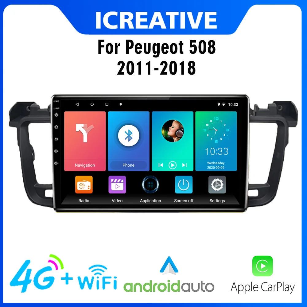 2 Din Android Carplay Car Multimedia Player For Peugeot 508 2011-2018 WIFI FM BT GPS Navigation Head Unit Auto Stereos