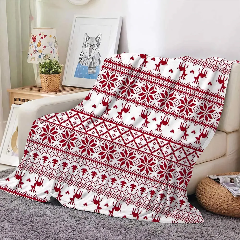 

Merry Christmas Blankets Christmas Elk 3D Printing Flannel Blanket Travel Blankets Hiking Picnic Blanket Sherpa Quilt