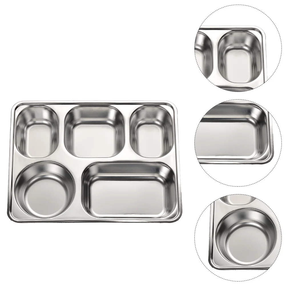 

Divided Plate Plates Tray Fooddinner Trays Portion Serving Control Steel Kids Stainless Lunch Compartment Adults Eating Meal