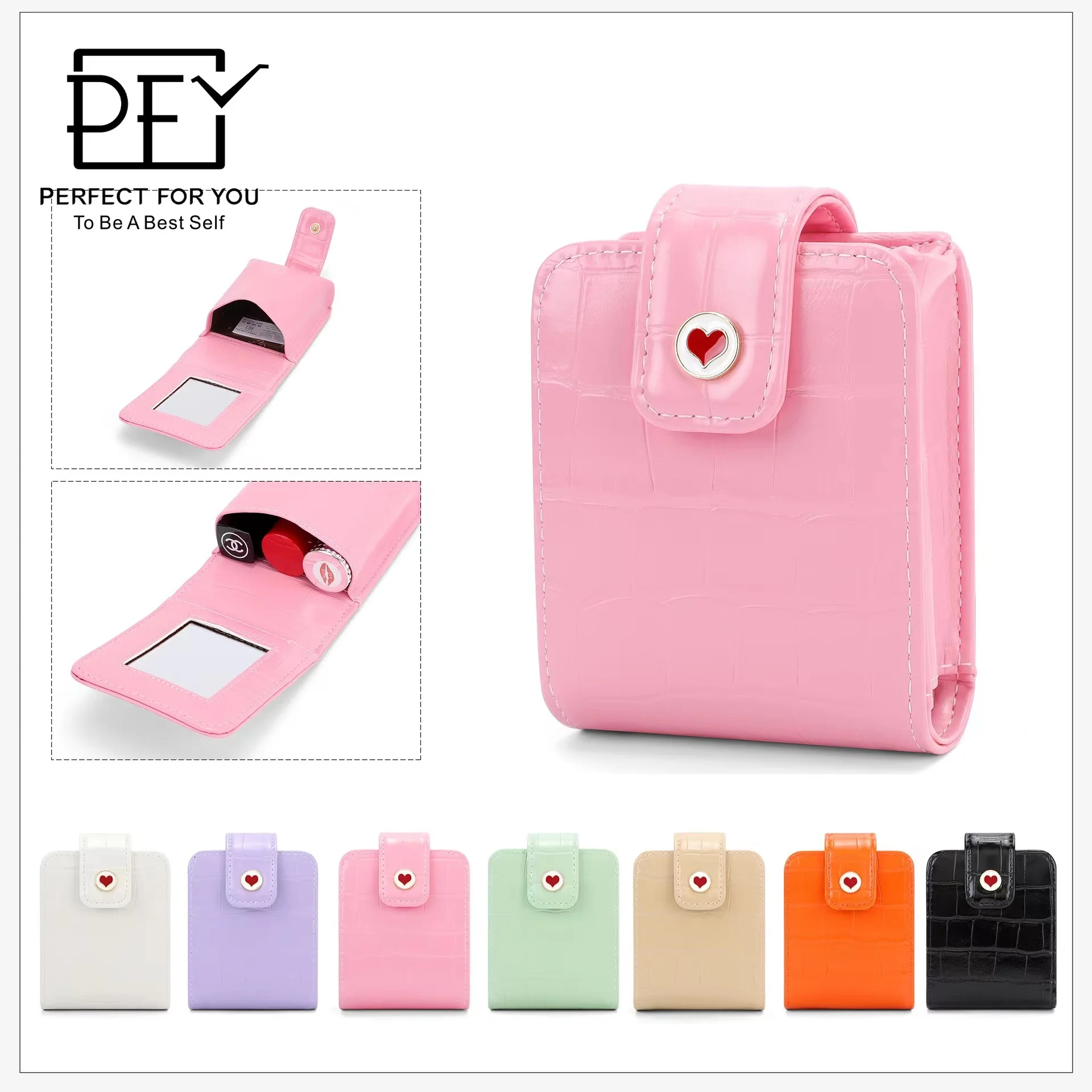 Portable portable cosmetic bag ladies fashion ideas with makeup mirror red envelopes