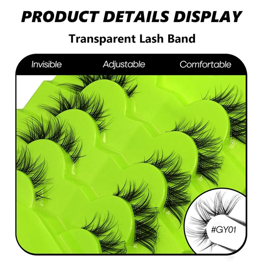 7 пар больших глаз лисьи ресницы сказочный перекрестный кластер прозрачная лента