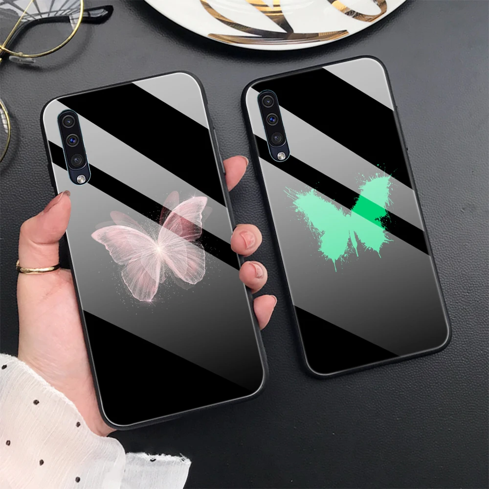 

Luminous Butterfly Protection Shell for Samsung Galaxy A53 A13 A33 A73 A52 A23 A50 A32 A03 A21 A21S A02 A71 A31 Glass Phone Case