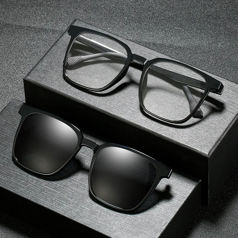 

Magnetic Large Frame Set of Glasses TikTok Can Be Turned up Myopia Glasses Three-in-One Night Vision Sunglasses Glasses