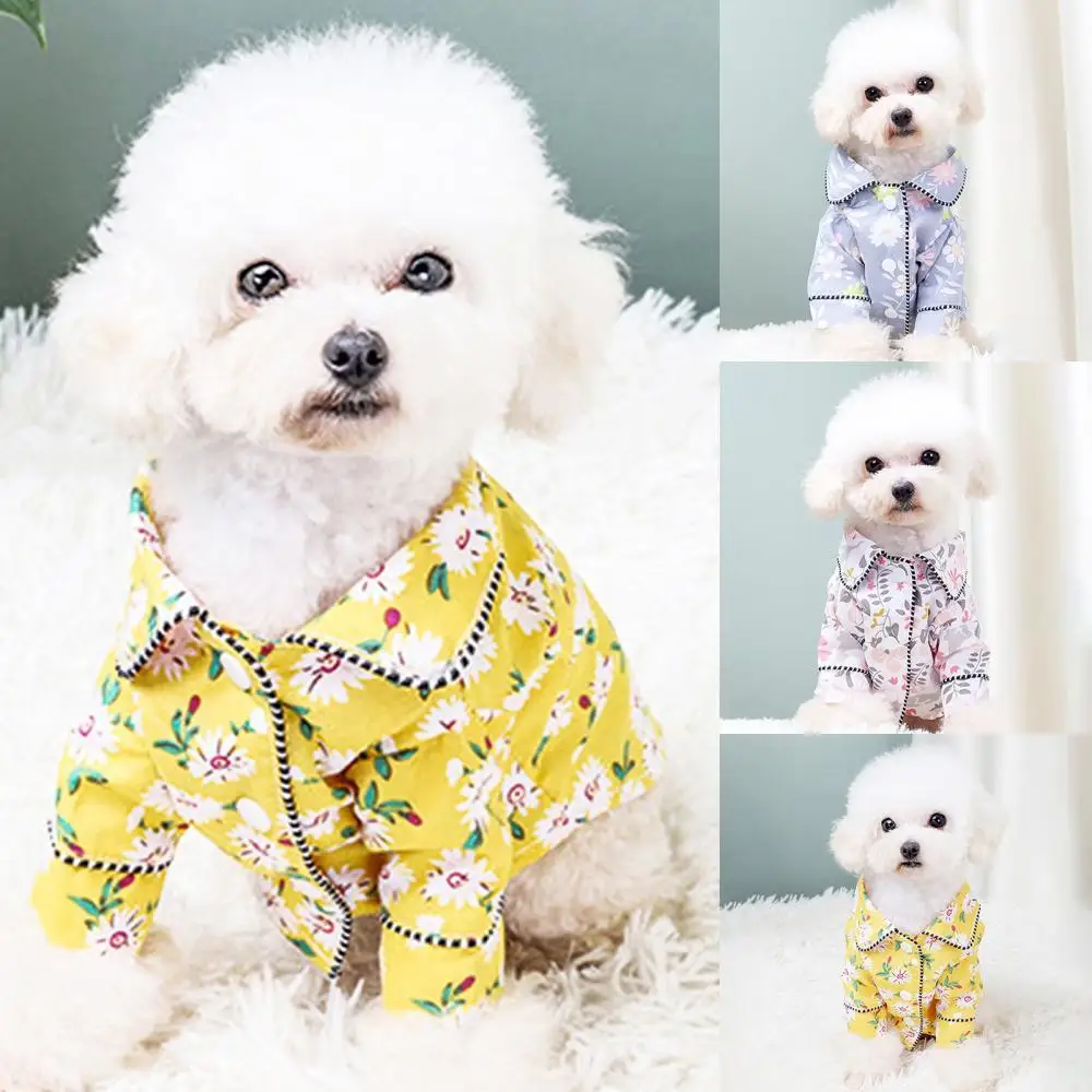 

Breathable Spring Summer Flower Printing Two-legged Dog Puppy Pajamas Pet Cloth