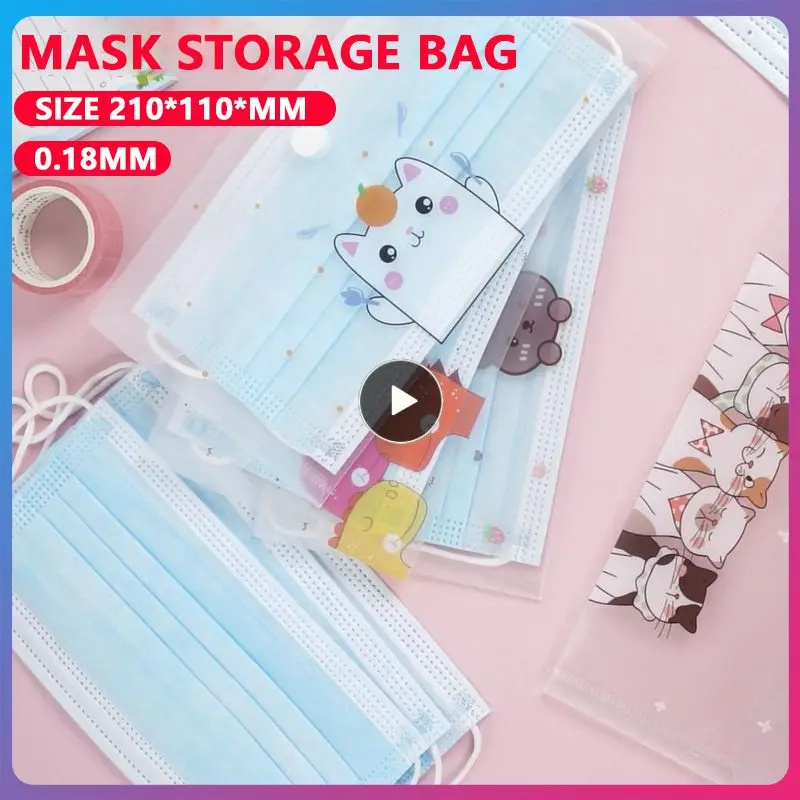 

Mask Save Bags Portable Cartoon Cat Pouch Pp Face Mask Holder Mask Storage Bag Face Masks Keeper Pollution-free Pencil Bags