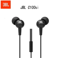 original jbl c100si original 3 5mm wired stereo earphones deep bass music sports headset running earphone with microphone
