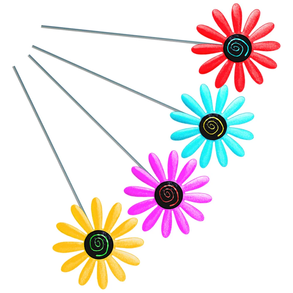

4 Pcs Saucers Outdoors Patio Stake Flower Lawn Stakes Wood Pile Iron Decorative Garden Decoration Stick