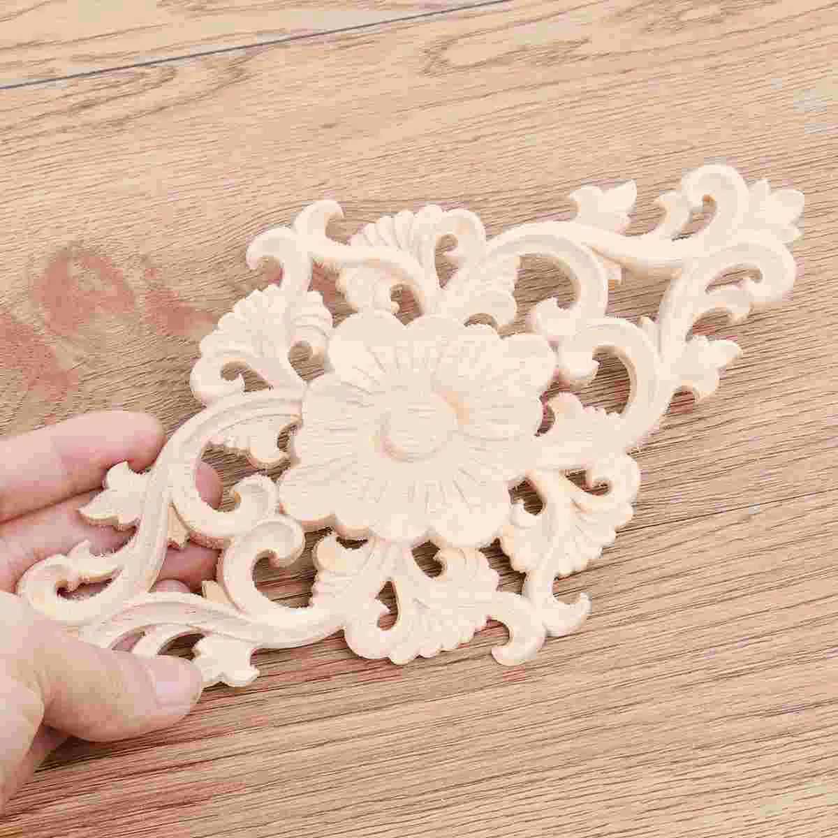 

Unpainted Frames Wood Applique Furniture Onlay Onlays Appliques Carved Decorative Wooden Flower Corner Decor Unpainted Home