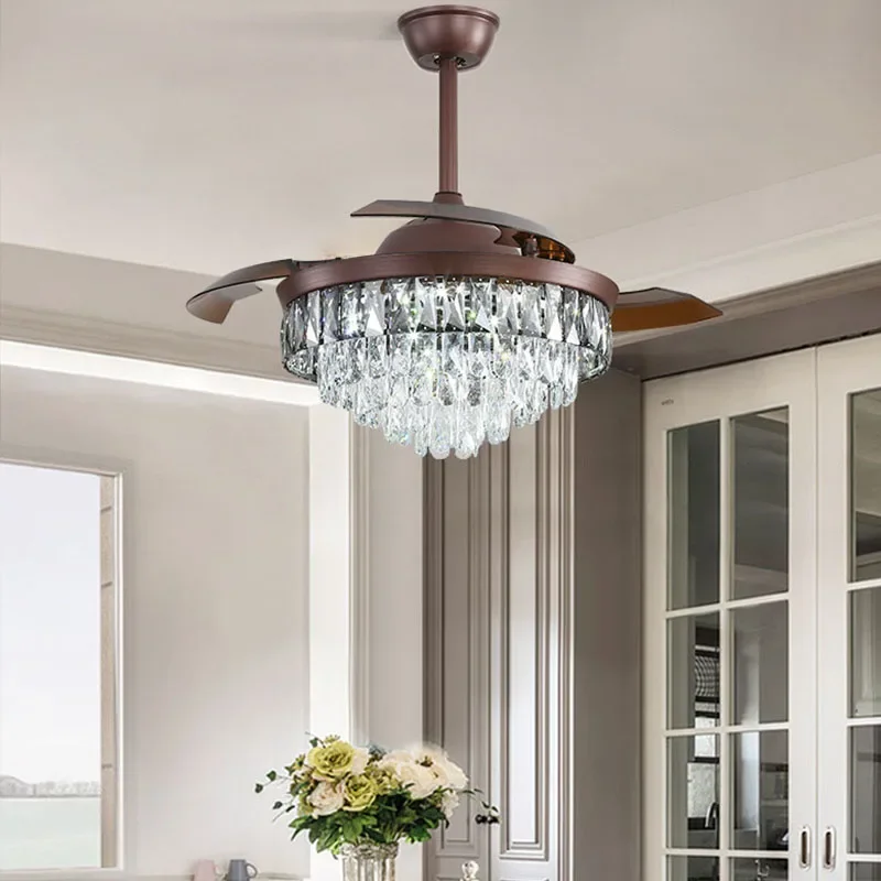 42-дюймовые Хрустальные потолочные вентиляторы светильник люстры с невидимыми