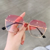 new irregular round sunglasses women brand designer gradient fashion sun glasses female rimless metal shade oculos de sol