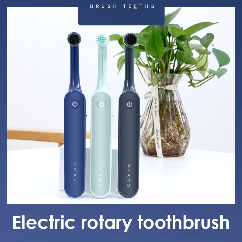 

Rotary electric toothbrush for children Adults Cleaning oral Tooth whitening Rechargeable 4 Replaced Heads Gift