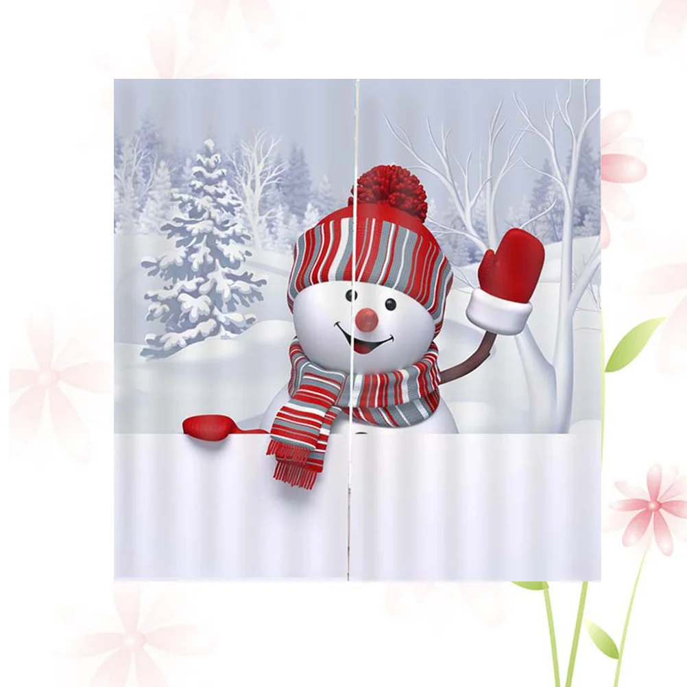

1 Set Christmas Curtain 3D Room Curtain Window Curtain Festival Curtain for Living Room